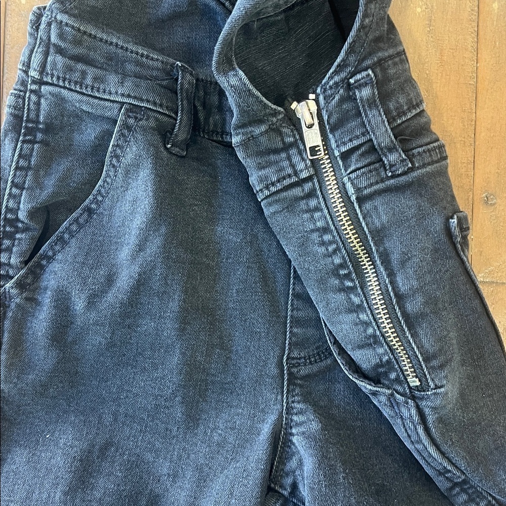 Gap black denim jeans overalls girls large 10 slim fit skinny - Picture 4 of 10